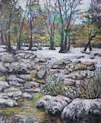 Guadalupe river flooded texas river floods rocks acrylic  oil pastels guadalupe river greene texas